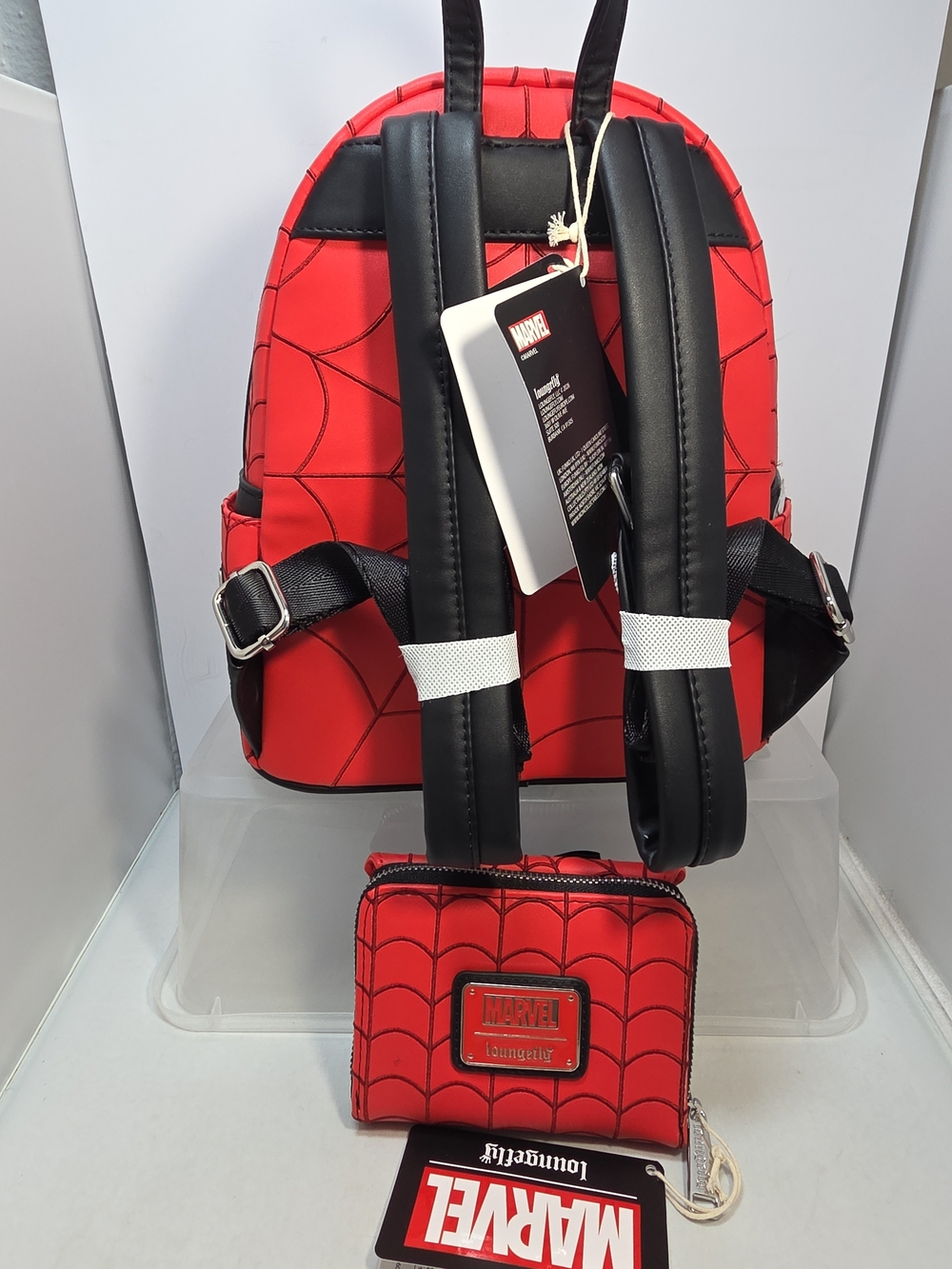 Loungefly Marvel Spider-Man Web Heart Mini Backpack & Wallet Set NWT - Picture 2 of 5